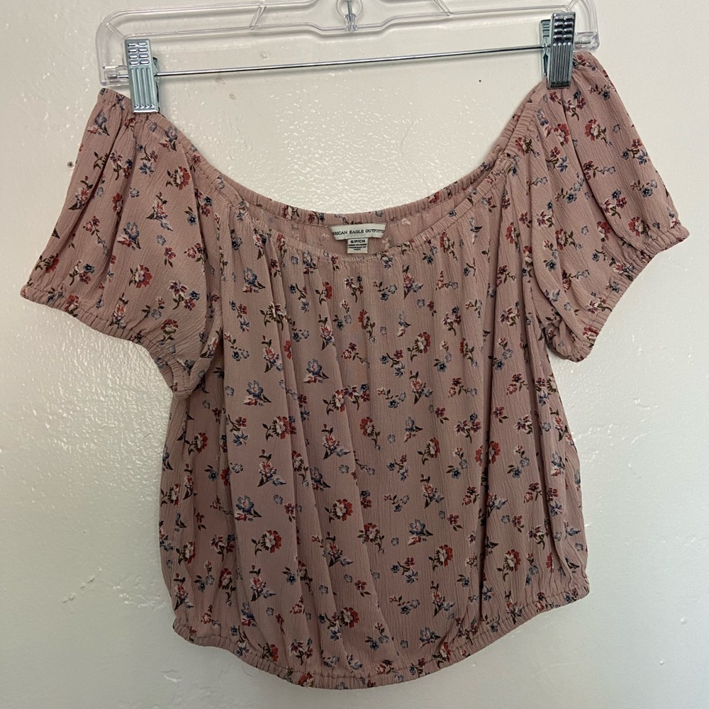American Eagle S Floral Puff Crop Top